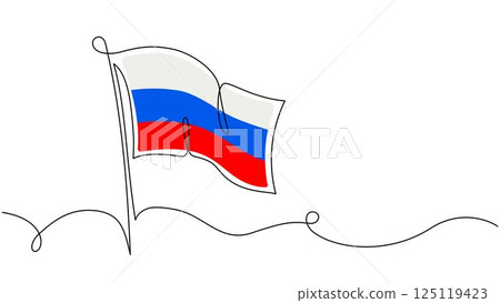 National Russian flag single line abstract...-插圖素材 [125119423] - PIXTA圖庫