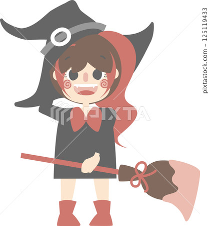 happy halloween holiday festival with girl wearing witch costume, flat png illustration cartoon character design happy halloween holiday festival with girl wearing witch costume, flat png illustration cartoon character design 125119433