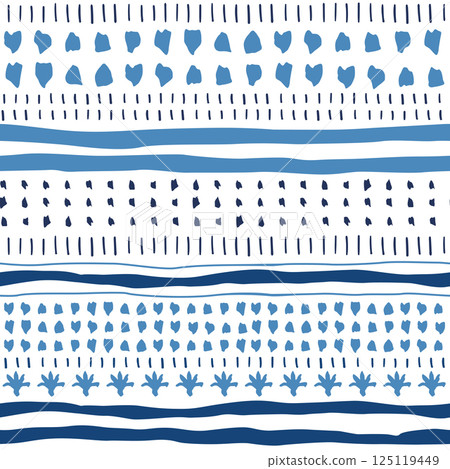 Hand drawn blue stripes on white background. Vector striped seamless pattern. Tropical costal print Hand drawn blue stripes on white background. Vector striped seamless pattern. Tropical costal print 125119449
