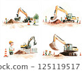 Excavator and construction site 125119517