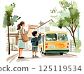 Returning home on the kindergarten shuttle bus 125119534