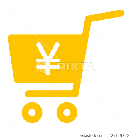Shopping cart and Japanese yen symbol Shopping cart and Japanese yen symbol 125119890