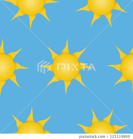 Sun seamless pattern wallpaper background. Vector illustration for banner, textile, wrapping, cover, decor. 125119909