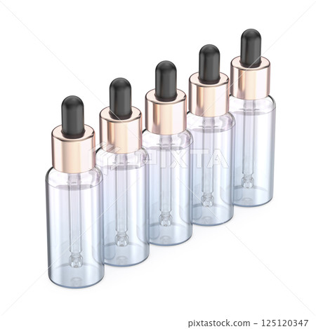 Row of glass dropper bottles Row of glass dropper bottles 125120347