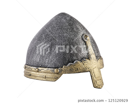 Medieval knight helmet isolated on white background with clipping path Medieval knight helmet isolated on white background with clipping path 125120929