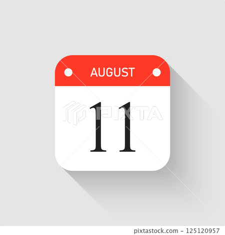 Vector icon page day calendar - 11 August month Vector icon page day calendar - 11 August month 125120957