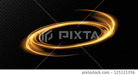 Stunning Golden Swirl Effect Set Against A Deep Dark Background, Perfect For Art Design 125121356