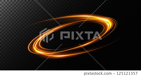 Golden Swirling Light Effect with a Transparent Background for Stunning Visual Appeal 125121357