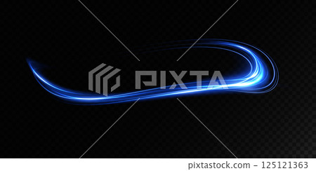 A Dynamic Blue Light Wave Displayed Beautifully on a Dark Background to Capture Attention 125121363