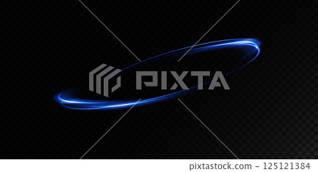 An Elegant Blue Light Curve Set Against a Dark Background, Evoking a Unique Atmosphere 125121384