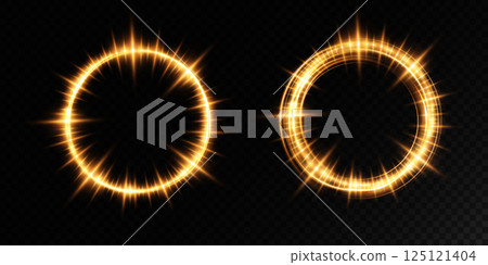 Shimmering and Radiant Golden Circular Light Effects Suitable for Various Media Use 125121404