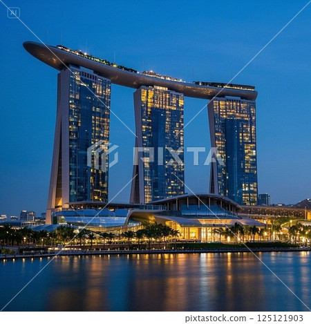 新加坡濱海灣金沙的夜景 125121903