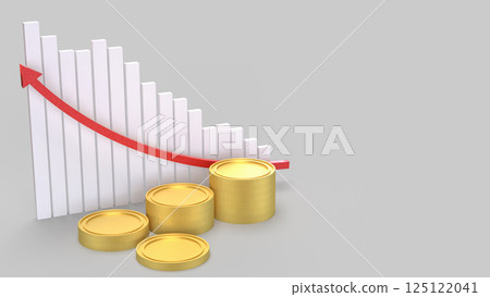 The Gold coins and chart for Business concept 3d Rendering. The Gold coins and chart for Business concept 3d Rendering. 125122041