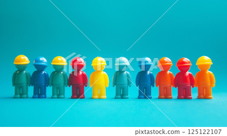Colorful worker-like dolls 125122107