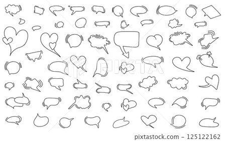 Huge set of dialog boxes, hand drawn variants of different shapes. Trendy Collection of speech bubbles, dialogue, doodle style design on white background 125122162