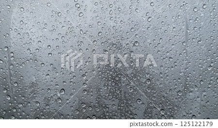 Frozen water droplets on transparent glass with frosted effect and soft textured lighting 125122179