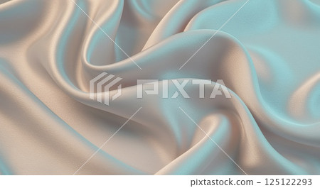 Shimmering light on smooth silk fabric with iridescent highlights and elegant soft folds Shimmering light on smooth silk fabric with iridescent highlights and elegant soft folds 125122293