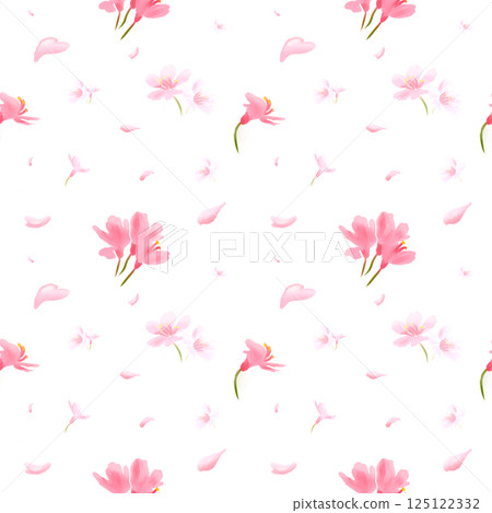 Digital spring pattern with pink flowers and sakura petals for seamless pattern. Digital spring pattern with pink flowers and sakura petals for seamless pattern. 125122332