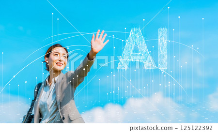 AI and powerful women symbolize innovation and a bright future 125122392