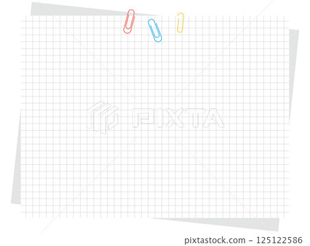 簡單的方格紙和迴紋針背景插圖 125122586