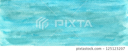 Vibrant teal blue and turquoise watercolor textured background. Creative colorful watercolour backdrop for marine design, abstract water splash or cloud concept, nature background 125123207