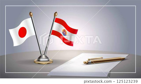 Small national flag of Japan and French Polynesia flag Relation, Template Vector Illustration Small national flag of Japan and French Polynesia flag Relation, Template Vector Illustration 125123239