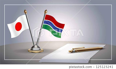 Small national flag of Japan and Gambia flag Relation, Template Vector Illustration Small national flag of Japan and Gambia flag Relation, Template Vector Illustration 125123241