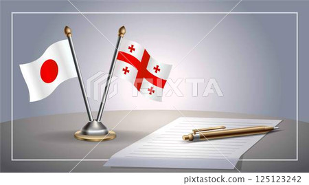 Small national flag of Japan and Georgia Republic flag Relation, Template Vector Illustration Small national flag of Japan and Georgia Republic flag Relation, Template Vector Illustration 125123242