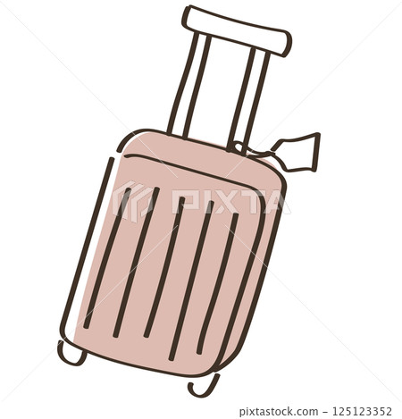Hand-drawn cute suitcase illustration, line drawing, travel 125123352