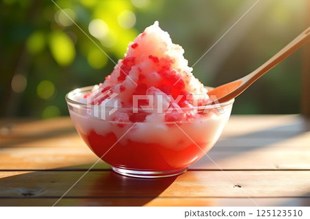 18 cool desserts with shaved ice and strawberry syrup that look great in the summer sunshine AI-generated images 125123510