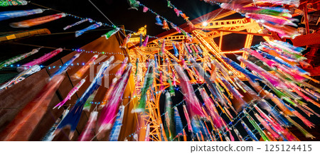"Tokyo" Night view of carp streamers swimming in Tokyo Tower "Tokyo" Night view of carp streamers swimming in Tokyo Tower 125124415