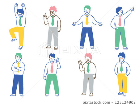 Set of various poses of office workers_color Set of various poses of office workers_color 125124902