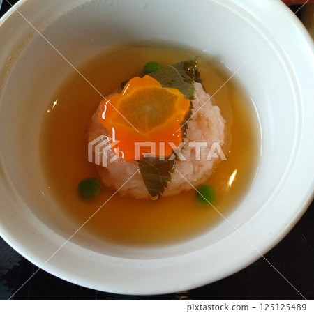 Japanese meal set with various dishes 125125489