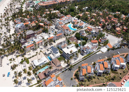 Aerial view with caribbean city Aerial view with caribbean city 125125621