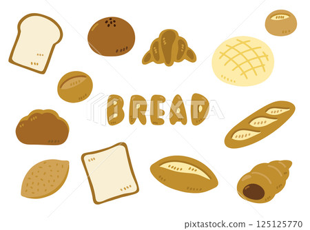 簡單的麵包插圖集 125125770
