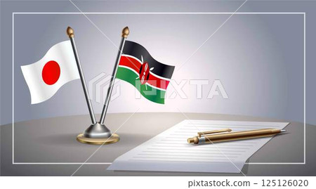 Small national flag of Japan and Kenya, flag Relation, Template Vector Illustration 125126020