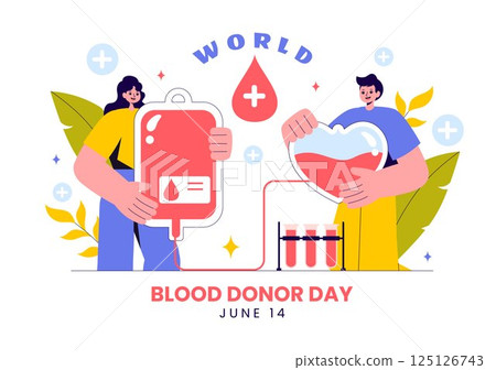 World Blood Donor Day Vector Illustration on June 14, Featuring Human Donated Blood to Help Recipients and Save Lives in a Flat Style Background World Blood Donor Day Vector Illustration on June 14, Featuring Human Donated Blood to Help Recipients and Save Lives in a Flat Style Background 125126743