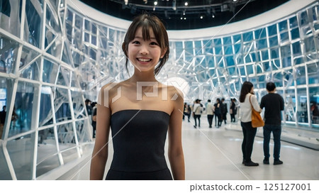 A moment when a futuristic exhibition guide connects technology and culture with a smile at the future Osaka Expo A moment when a futuristic exhibition guide connects technology and culture with a smile at the future Osaka Expo 125127001