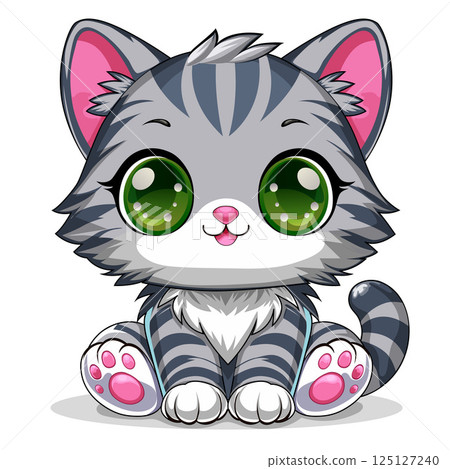 happy cute cat illustration happy cute cat illustration 125127240