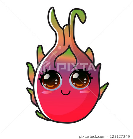 gradient smiling dragon fruit cartoon sticker gradient smiling dragon fruit cartoon sticker 125127249