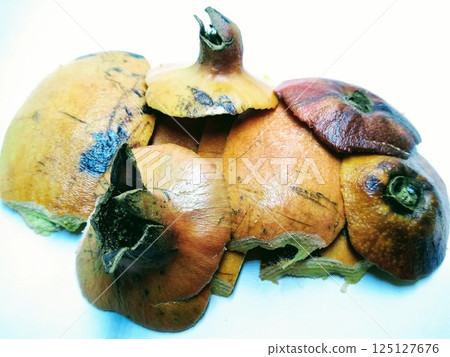 A picture of pomegranate rinds isolated on a white background 125127676