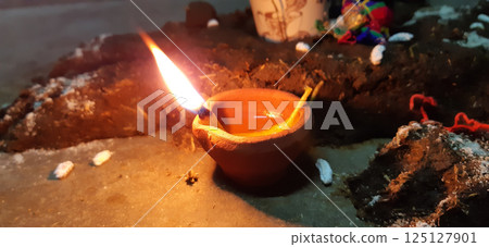 Soil lamp lighting at the night image Soil lamp lighting at the night image 125127901