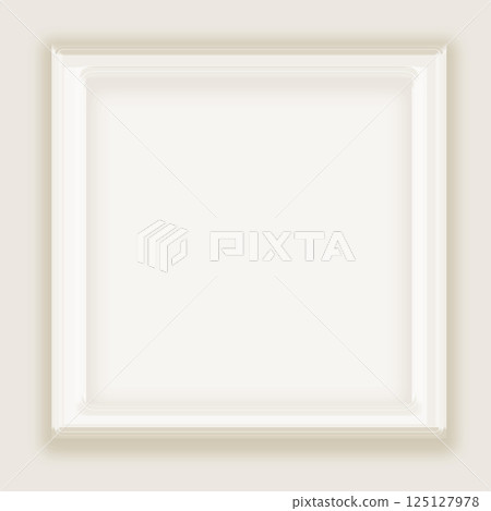 Simple picture frame illustration material White beige light brown Murim mockup square 125127978