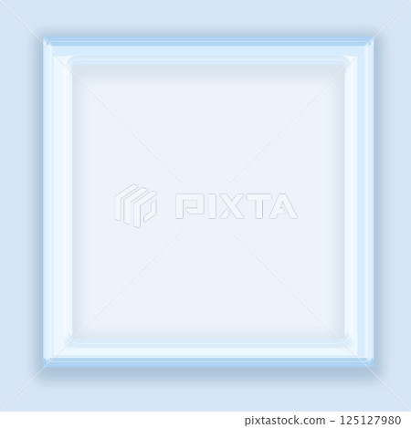 Refreshing summer simple picture frame mockup material background illustration square white light blue 125127980