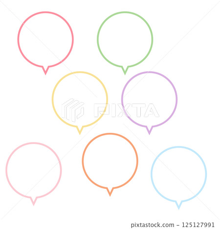 Speech bubble set, circle, simple colorful line color, vector, png, transparent background Speech bubble set, circle, simple colorful line color, vector, png, transparent background 125127991
