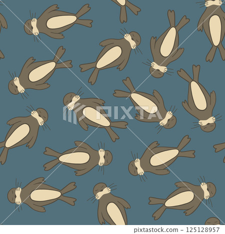 Vector isolated illustration of a pattern with fur seals. 125128957