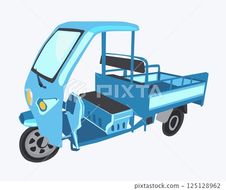 Vector isolated illustration of tuk tuk.African and Asian mode of transport. 125128962