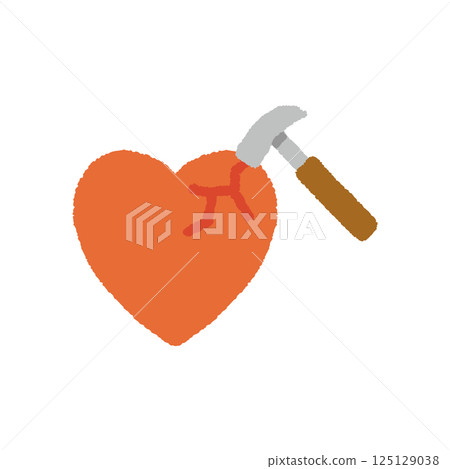 Illustration of someone being hurt and having a crack in your heart - Heart - Handwritten 125129038