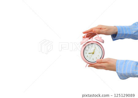PNG, Alarm oclock, pink clock, isolated on white background 125129089