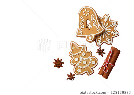 PNG, Christmas cookies, a set of cookies of different shapes, isolated on a white background. PNG, Christmas cookies, a set of cookies of different shapes, isolated on a white background. 125129883